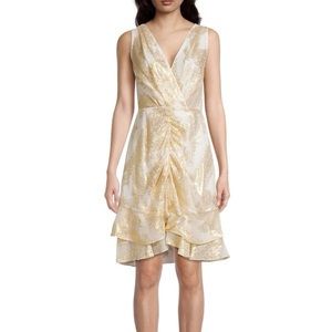 KOBI HALPERIN
Orly Metallic Dress in Ivory Gold size  L NWT